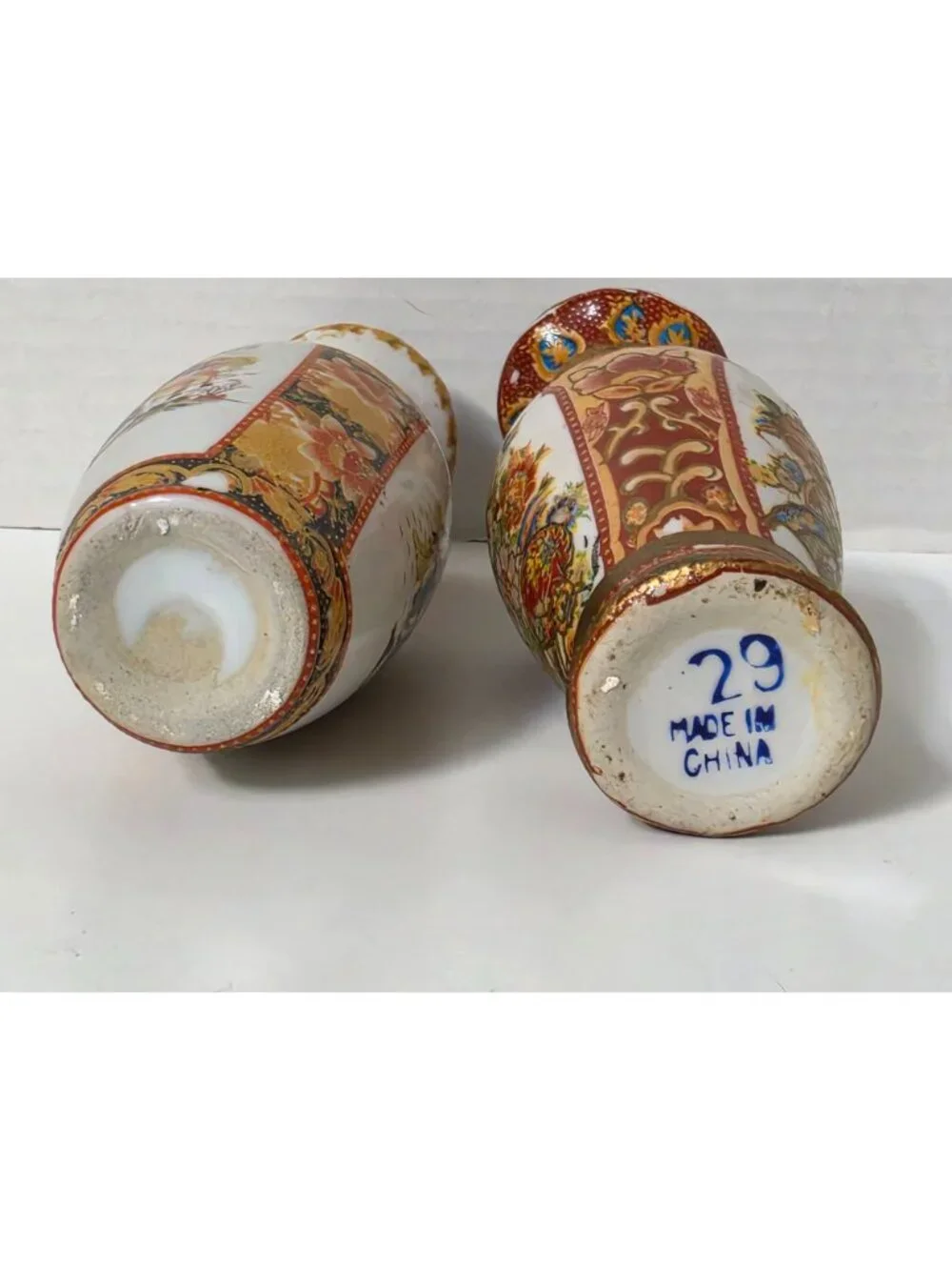 Pair Small Satsuma Style Porcelain Bud Vases